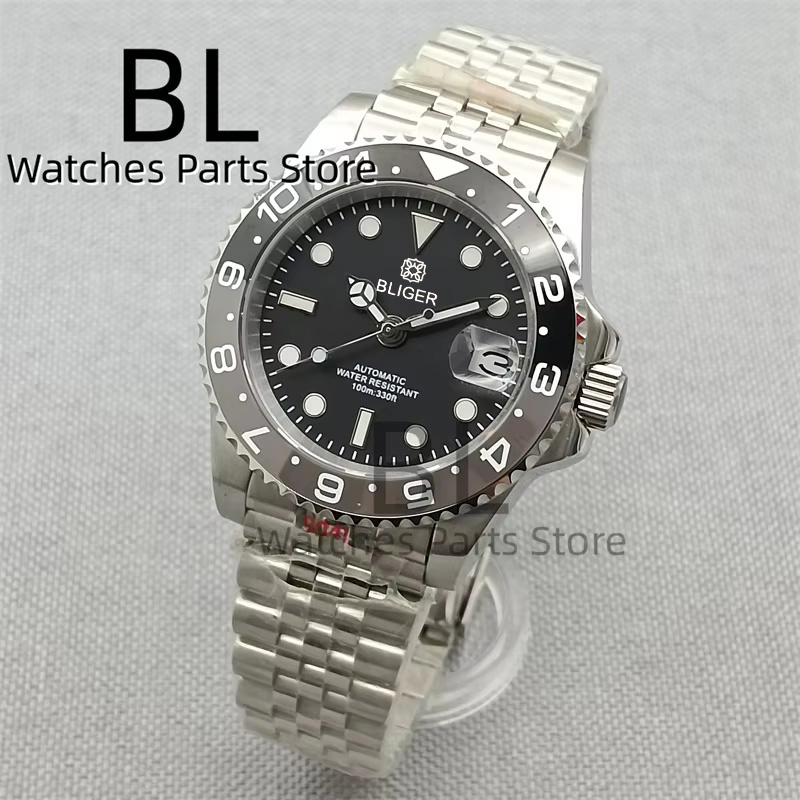 Ceramic Link Bracelet - BLIGER 40mm Męski zegarek NH35 Automatyczny