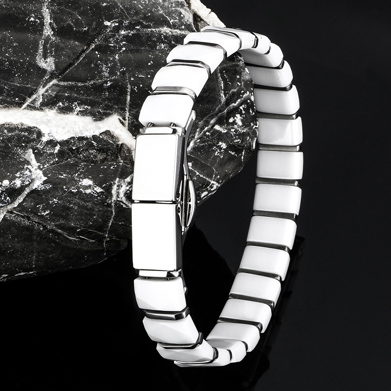 Białe czarne męskie bransoletk – Ceramic Link Bracelet recenzja i cena